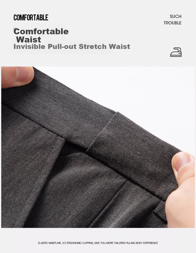 FIRS Men's Nine-Tenths Dress Pants, Straight-Leg Slim-Fit Casual Trousers for Young And Middle-Aged Men, Business Professional Work Pants, Long Pants for Office Wear 7