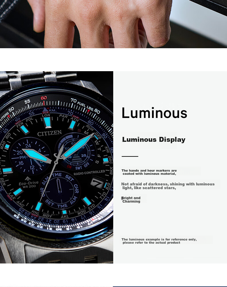 CITIZEN Watch for Men, Japanese And Korean Style, Eco-Drive, Radio-Controlled, Three-Dial Blue, Fashionable Business Style, Gift for Boyfriend, CB5866-55E 12