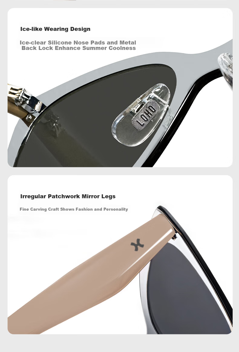 LOHO Sunglasses, 2026 New Cat-Eye High-End Color-Blocking Sunglasses for Women, Full Mirror High-Definition Sun Protection Glasses for Me 7