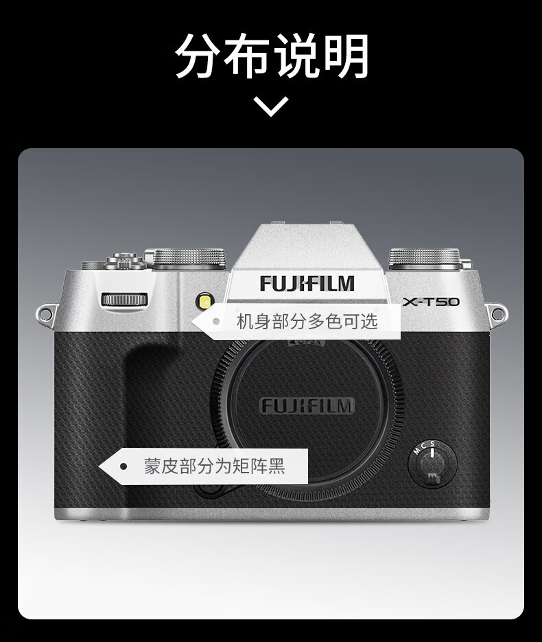 JJC [Imported 3M Material] Protective Film Skin Sticker Accessory for Fujifilm XT50 Camera X-T50 Body Wrap 2