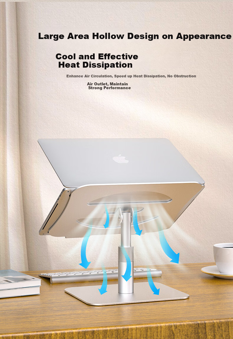 ECOLA 360° Rotating Laptop Stand, Computer Stand for Sitting And Standing, Desktop Adjustable Height Riser, Compatible with Lenovo Legion, Apple Mac, Huawei Laptops, NA920Y 5