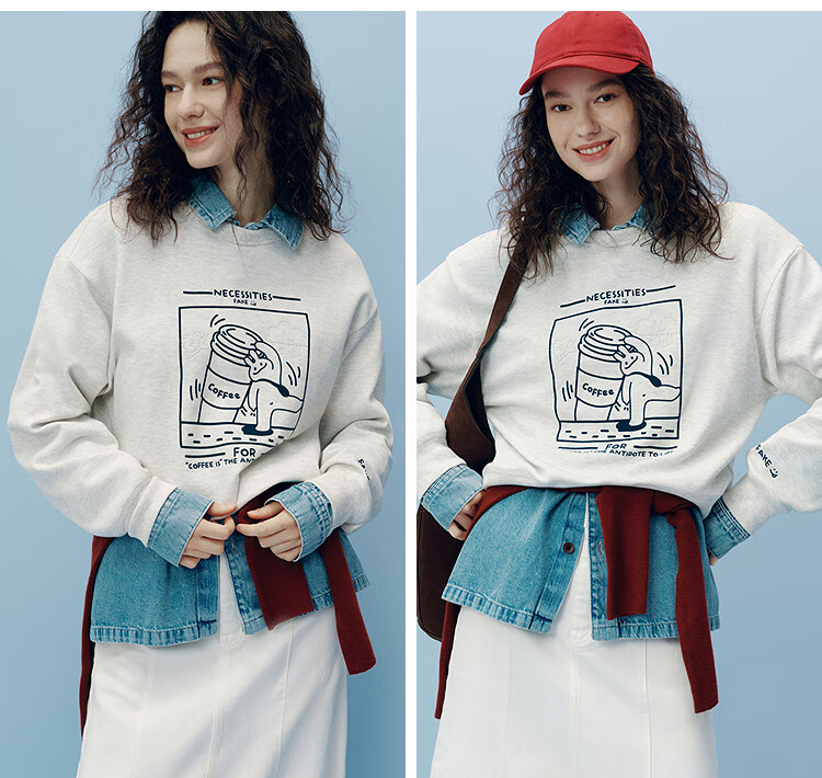 Semir JUJU Collaboration Women's Drop Shoulder Loose Fit Sweatshirt Autumn 2025 Fun Pattern 101525116021 5