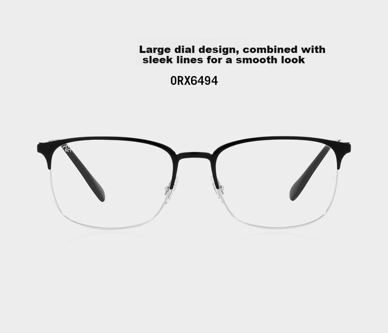 RayBan Optical Frame Metal Square Artistic Myopia Glasses Frame 0RX6494 Black with Silver Frame 56 Gift 1