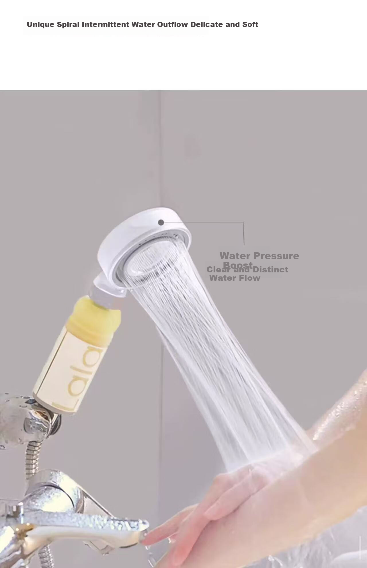 LALAPERCARE Space Ring Pressure-Boosting Shower Head, Handheld Filtered Shower, Bathroom Slim Waist Spiral Water Outlet Shower Head SL-700 5