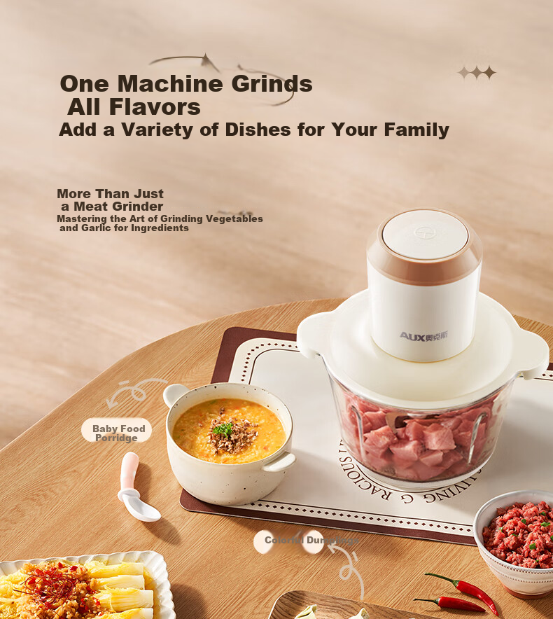 AUX Meat Grinder for Home Use, Mincer, Electric Multi-Functional Food Mixer, Meat Chopper, Dumpling Filling And Garlic Paste Maker, Meat Mixer JR116 8