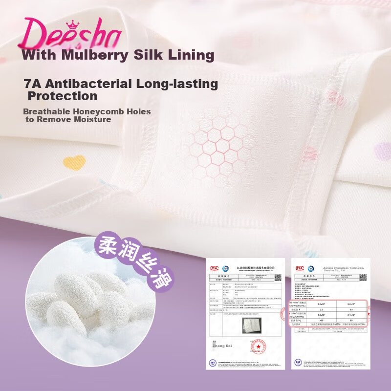 Детские трусы-шорты DEESHA antibacterial Class A Cotton для девочек, 3 шт.