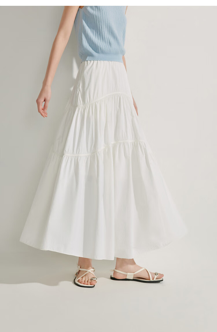 INMAN [Showroom Style] Original Yarn Sun Protection UPF100+ Pleated Skirt, Summer Umbrella Skirt, Cloud White, Size L 8