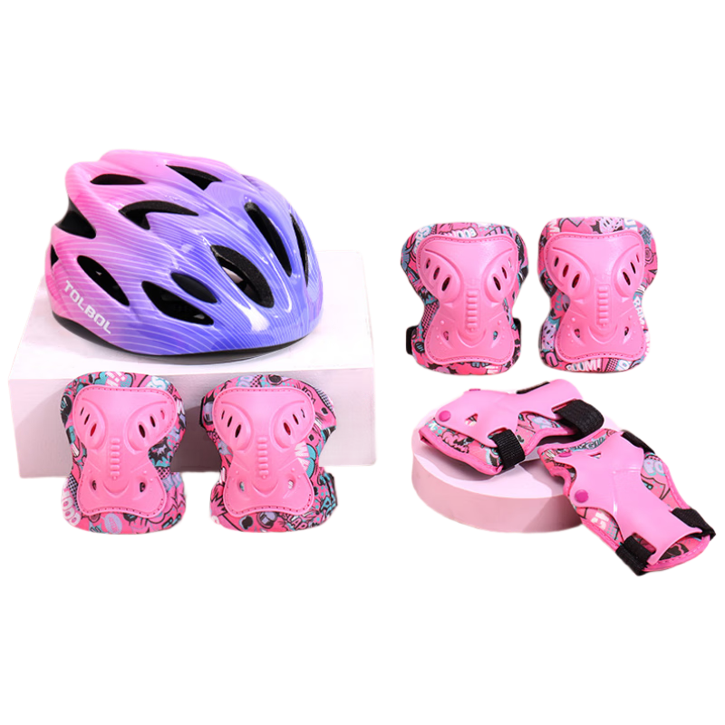 Tongbu Children's Roller Skating Protective Gear, Skateboard Bicycle Balance Bike Ice Skates Cycling Helmet Knee Pads Protective Equipment Anti-Fall Complete Set