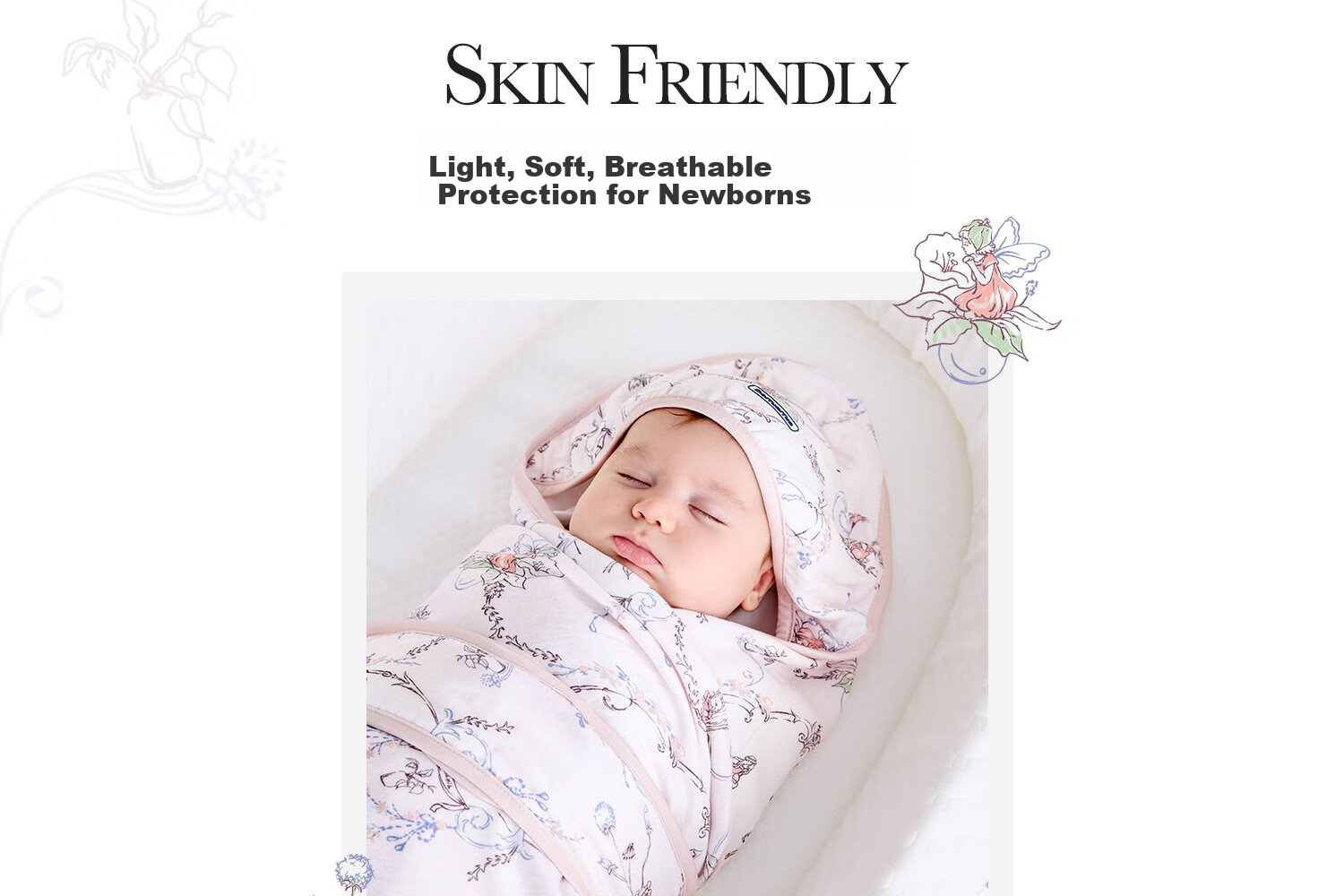 DOMIAMIA Baby Swaddle, Newborn Wrap Blanket, Infant Swaddling Cloth, Anti-Startle Spring And Autumn Gauze Swaddle, Newborn Mummy Wrap 4