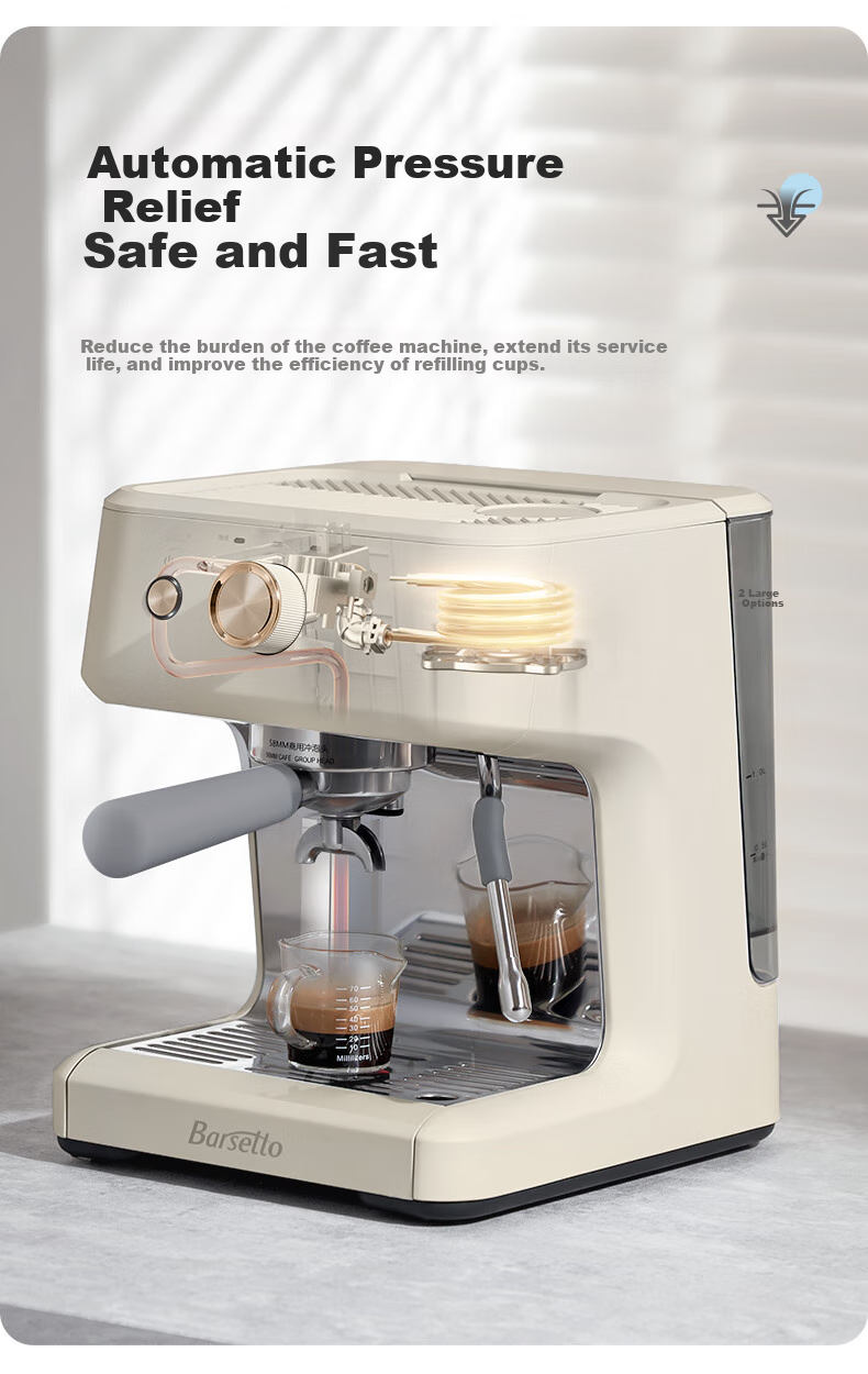 Barsetto [30-Day Price Protection] Baisengtu Italian Semi-Automatic Home Cold Brew Coffee Machine, Temperature-Controlled Pump-Pressed Extraction, Detachable Machine for Cold And Hot Dual Extraction, Small Grinder M2C Beige Set 5