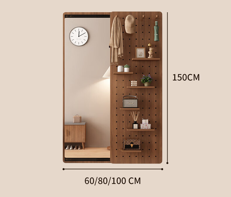Yamile Hollow Board Dressing Mirror Hidden Solid Wood Core Sliding Full-Length Wall-Mounted Entryway Concealed Mirror 11