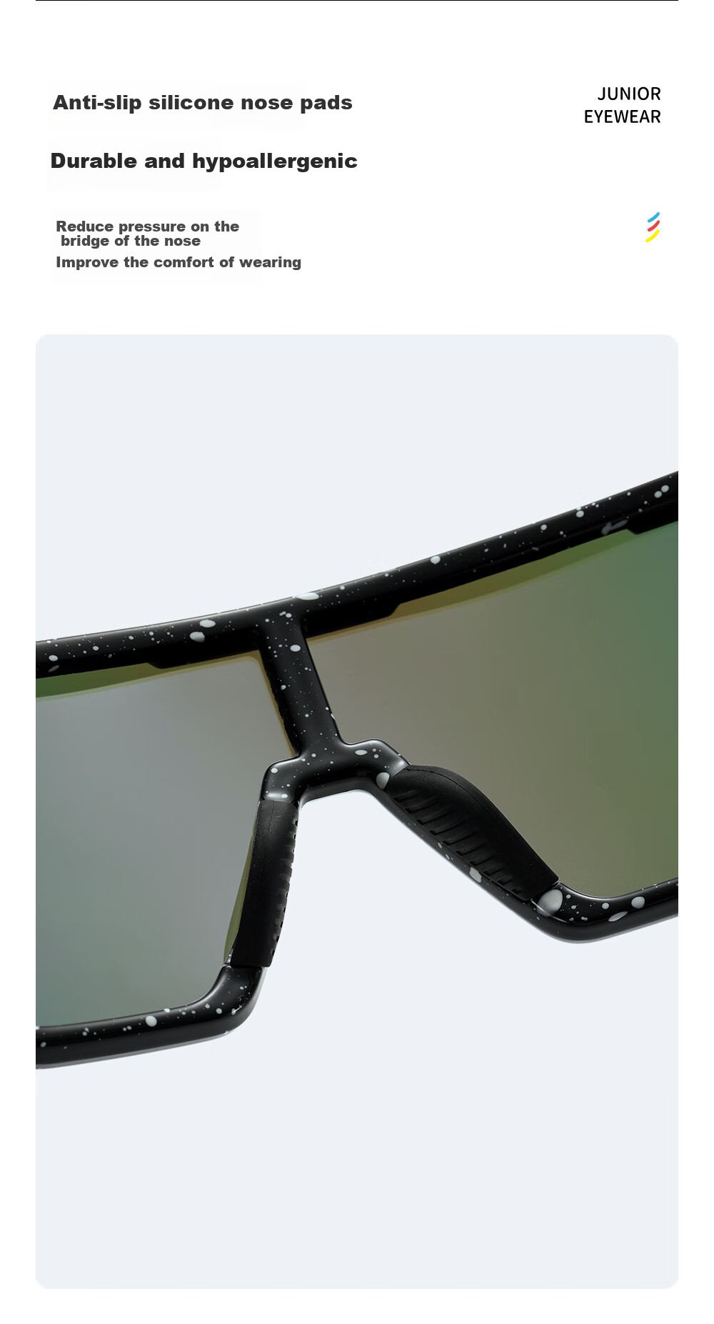 Wanpishu Children's Sports Glasses for Ages 6-12, Cycling Running Sunglasses, UV Protection, Sun Protection, Outdoor Marathon Sunglasses 34