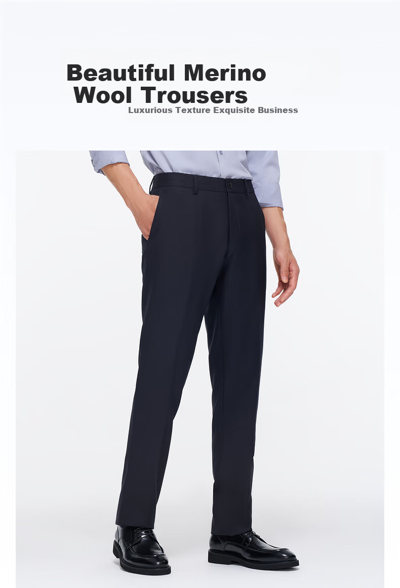Goldlion [Pure Wool] Spring And Summer Men's Dark Twill Jacquard Slim Fit Business Formal Dress Pants 2
