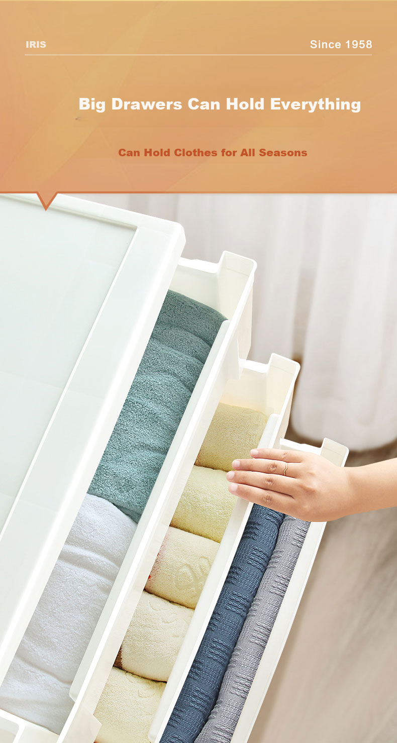 IRIS Storage Cabinet with Drawers, Children's Wardrobe, Miscellaneous Storage Cabinet, Transparent Storage Box, Simple Cabinet with 53CM Face Width, 4 Layers 10