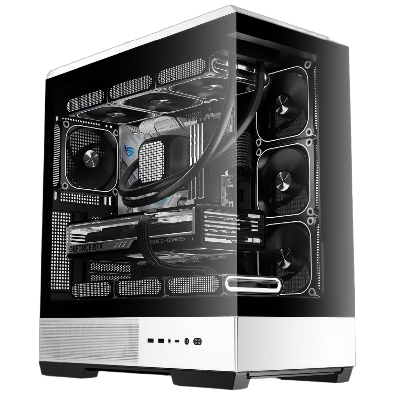 Aigo Starlight Dulan Panda Color Gaming Computer Tower Case, Supports Dual 360mm Water Cooling/ATX Motherboard/Four-Sided Quick Release/270° Panoramic View/5090 Graphics Card