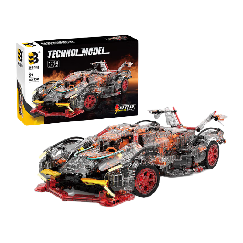 Lianhe Chuangxiang Compatible LEGO Lamborghini Transparent Sports Car Building Blocks Toy, for Boys Aged 6-12, Birthday Gift