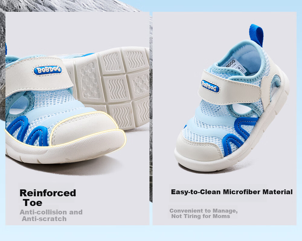 BOBDOG Children's Shoes, Baby Sandals, Toddler Shoes, Boys' Caterpillar Shoes, Breathable Mesh Kids' Footwear, Light Blue, Size 25 10