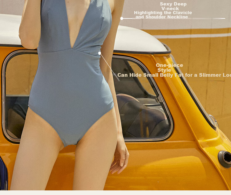 Atlanticbeach 2025 New Popular Sexy Deep V Swimsuit for Women, Summer Beach Vacation Hot Spring Tummy Control Slimming Fashion One-Piece Swimwear 4