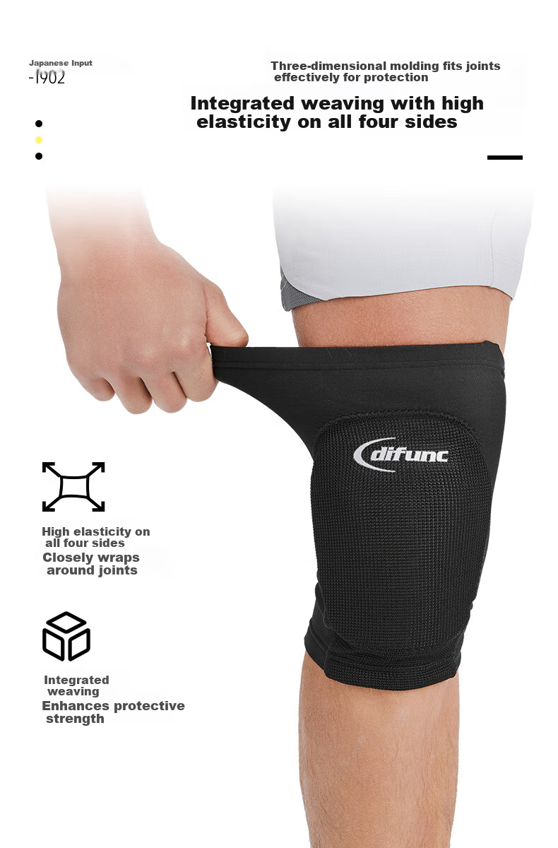 D&M Ultra-Light Wear-Resistant Sports Knee Pads with Padding, Meniscus Protection for Running, Basketball, Volleyball, Soccer, Imported from Japan, Black, One Piece 6