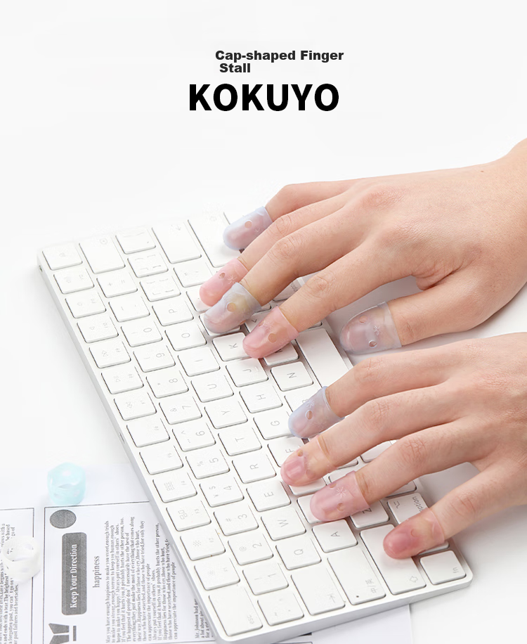 KOKUYO Imported Cash Counting Finger Covers for Students, Office, Finance, Page-Turning Cap Finger Covers, Medium Size 14.5*25mm, 3 Pieces, Blue, MEKU-26TB 1