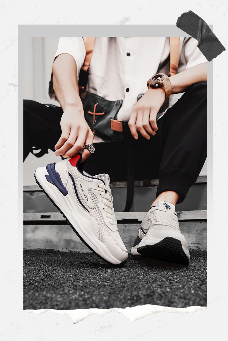 U.S. POLO ASSN. Men's Shoes, Autumn New Style, Breathable Thick-Soled Casual Shoes, Low-Top Mesh Forrest Gump Shoes, Sports Running Shoes for Me 3