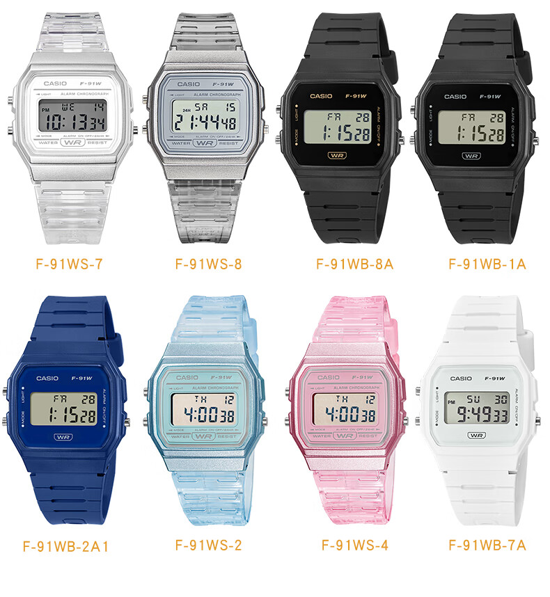 CASIO F-91WB-2A1 Retro Unisex Digital Watch Vintage Small Square Student Watch 8