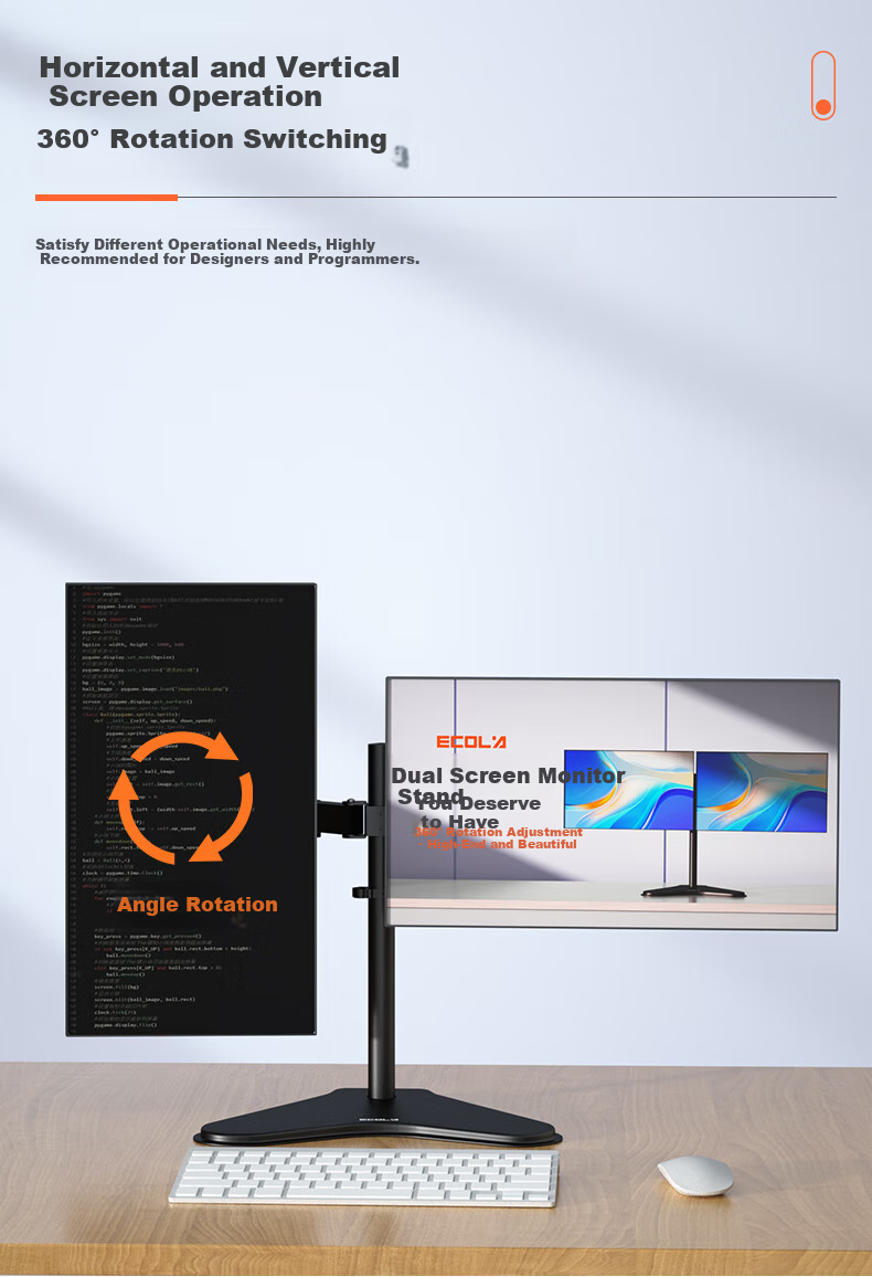 ECOLA Monitor Computer Stand, Height-Increasing Stand, Mechanical Arm Bracket, Spiral Lifting Mechanism, Spring Display Screen Support FT52BK 8