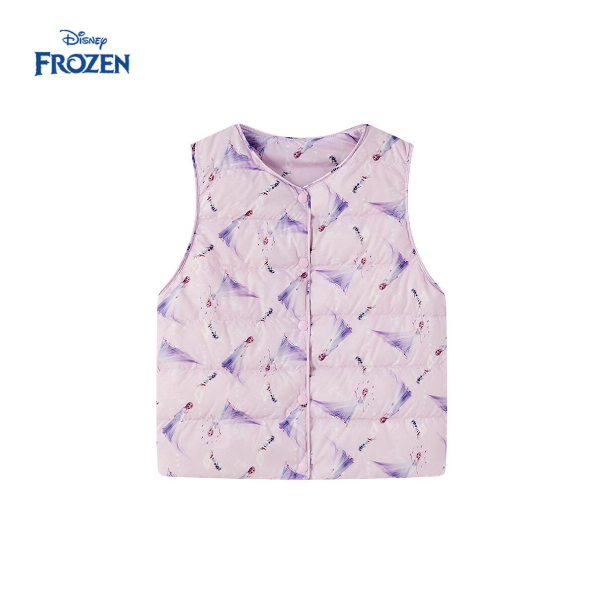 Disney Frozen Elsa Down Vest Girls 2025 Autumn Winter New Cartoon Printed Children's Down Jacket