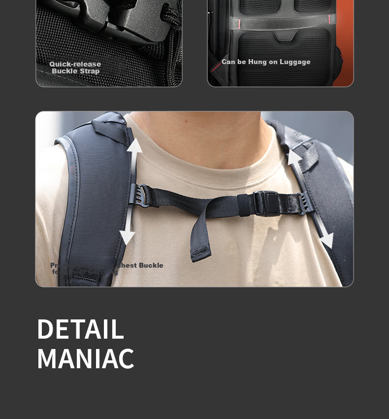EIRMAI F4D Camera Bag, Peregrine Falcon Series, Suitable for Mirrorless And DSLR Cameras, Compatible with Nikon, Sony, Canon Digital Cameras, Large Capacity Backpack with Storage, Dazzling Black, 20L 9
