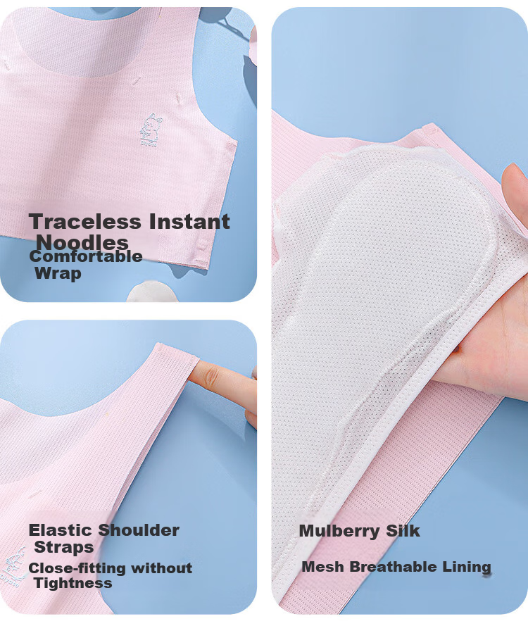 Red Bean Girls' Developmental Period Teenage Bra for Primary and Middle School Students Children Girls First Stage Thin Invisible Breathable Vest 11