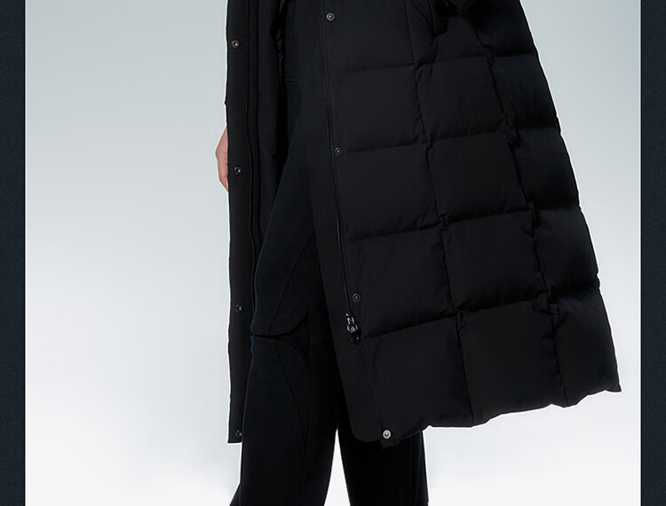 Tanboer Women's Long down Coat with Hood, Waist-Cinching Slimming Effect, Thickened Warm Ladies' down Jacket 550890D Aurora Black 160 13