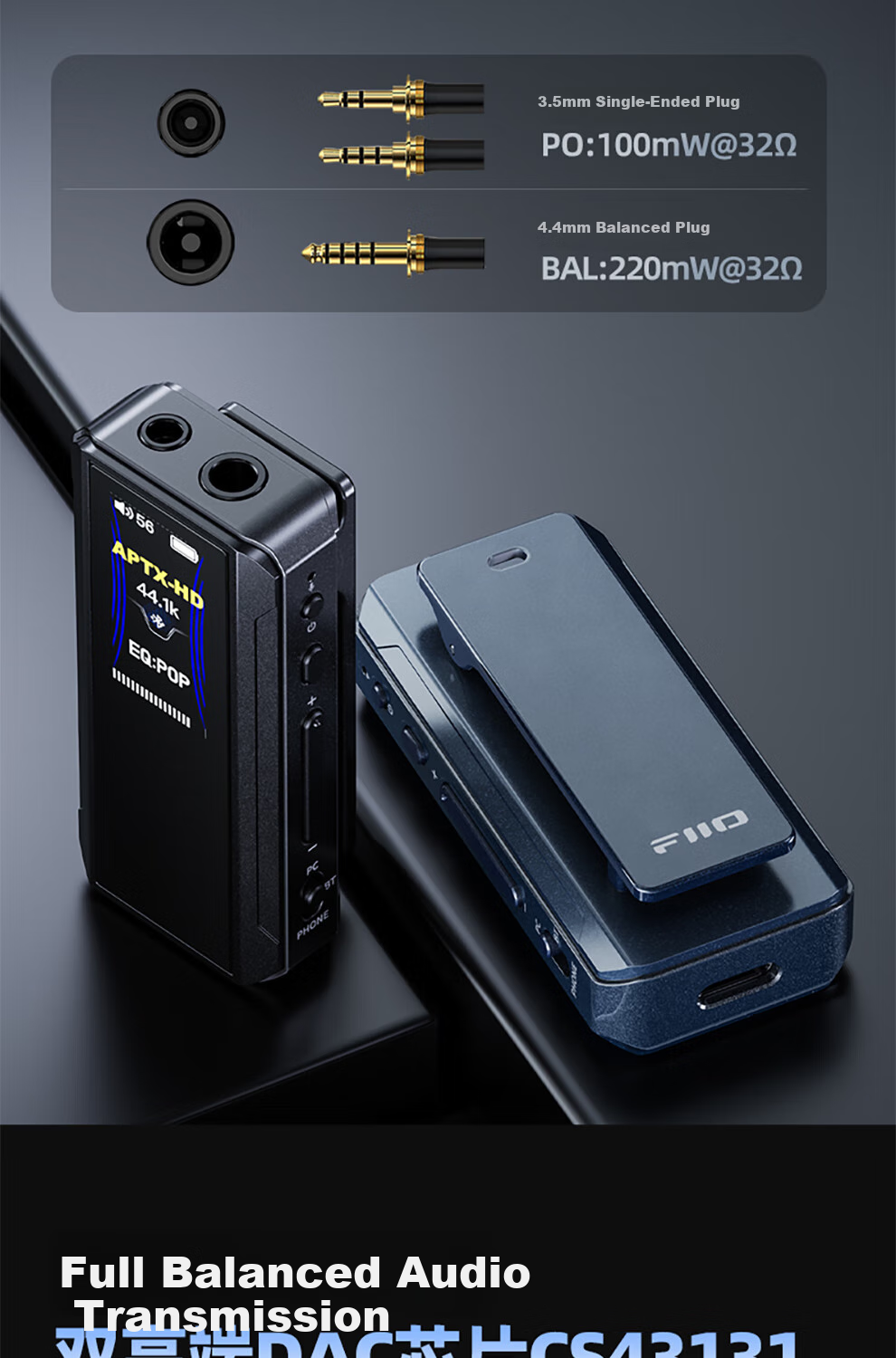 FiiO BTR13 Bluetooth 5.1 Decoding Headphone Amplifier with Microphone, Compatible with Computer Desktop Tablet Mobile Phone Speakers Sound Card Universal Black Decoder 8
