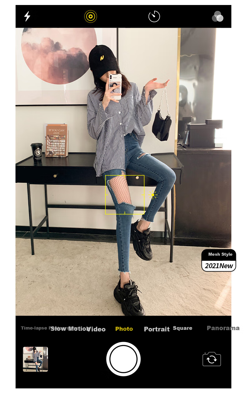 LangSha Silk Stockings, Women's Fishnet Socks, Black Sexy Summer Ultra-Thin Trendy Ins Fashion Hollow Mesh Pantyhose 3
