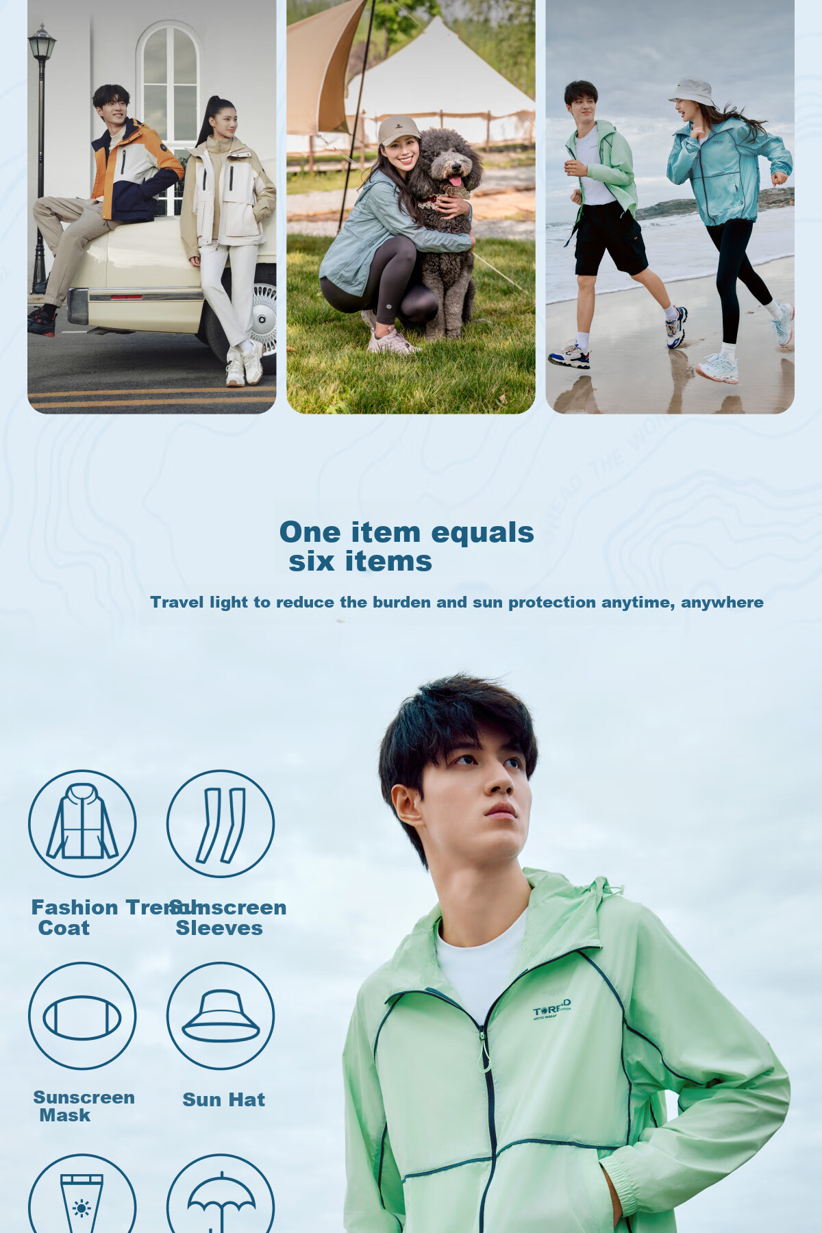 TOREAD Sun Protection Clothing Outdoor Skin Coat UV-Resistant Lightweight Thin Jacket for Men And Women, Cyan Purple, M 14