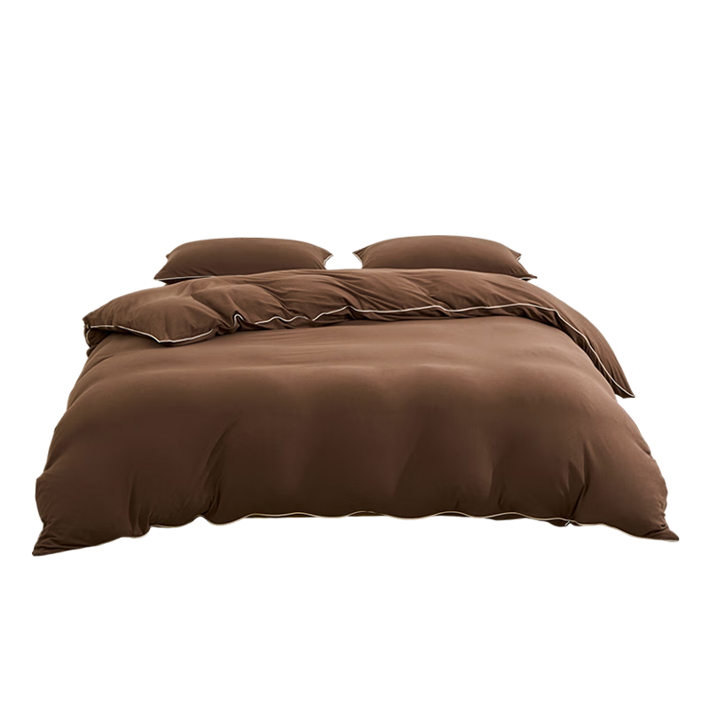 DEARREDAMANCY × JD.com Collaboration, Pure Cotton Knitted Autumn And Winter Bedding Set, Four Pieces, Fitted Sheet Style, for 1.5-Meter Bed, Brown Color