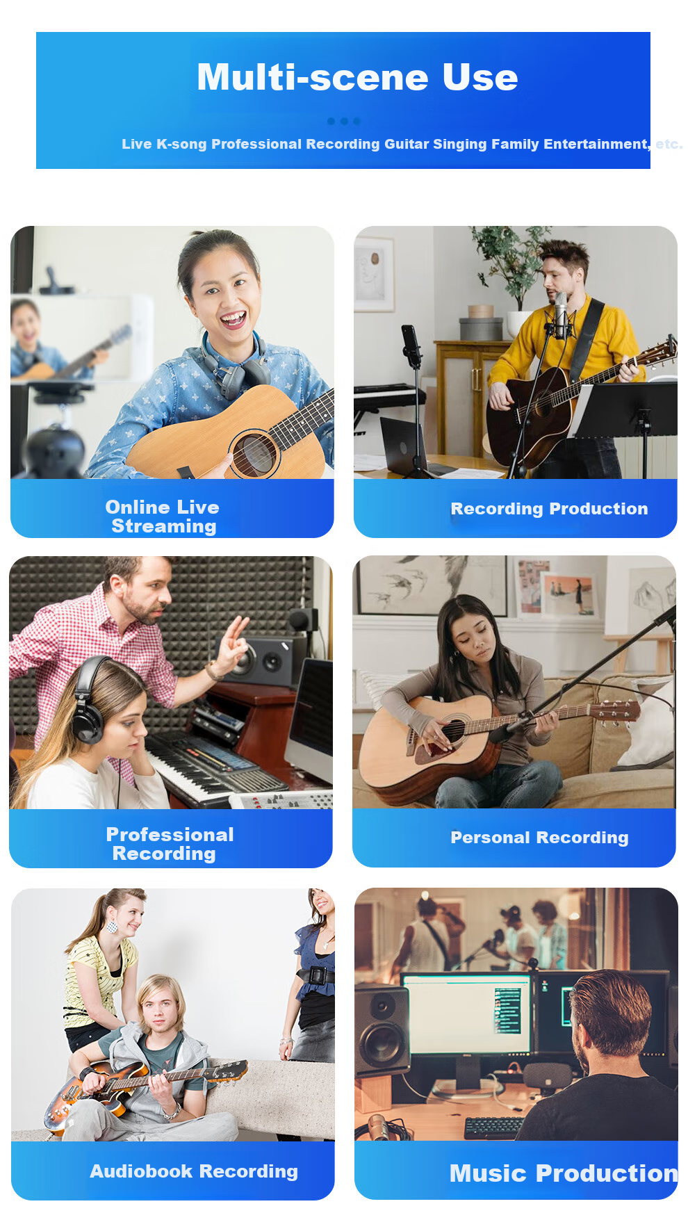 Depusheng Mobile Phone And Computer Live Streaming Sound Card USB High-Definition Recording Professional Post-Production Voiceover Audio Recording Music Composition Live Streaming with Audio Book Host Guitar Instrument 48V Power Supply Outdoor MD22 10