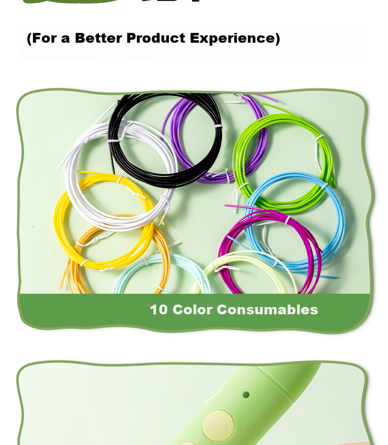 Deli Panda 3D Printing Pen, Dual-Speed Adjustment, 10 Consumables, USB Rechargeable, Back-To Toy, Children's Birthday Gift 13