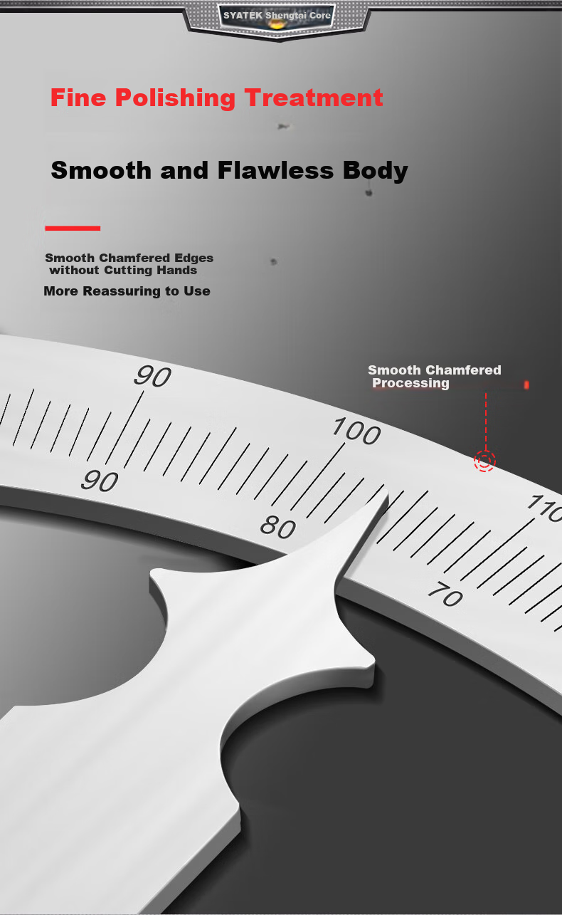 SYNTEK Angle Ruler, High-Precision Protractor, Industrial Angle Ruler, Movable Stainless Steel, Multifunctional Carpenter's Ruler, 90*150mm 2