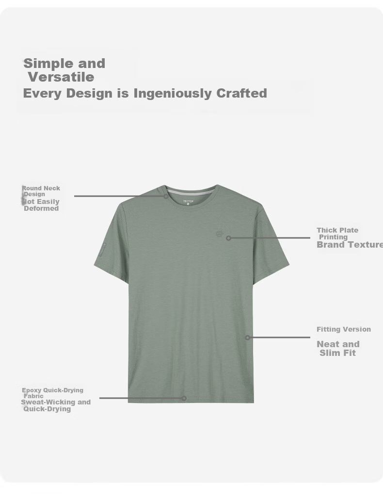 TECTOP Outdoor Short-Sleeve Lightweight Breathable Crew Neck T-Shirt, Top 2422111TX Classic Black 2XL 5