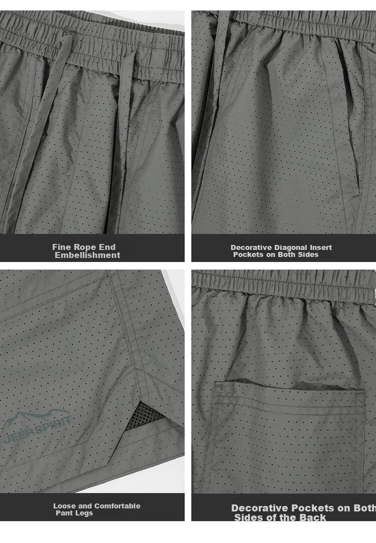 JEEP SPIRIT Men's Shorts, Ice Silk Quick-Dry Sports Summer Casual Pants, Loose-Fitting Knee-Length Shorts, Thin Mid-Length Trousers for Outdoor Wear 5
