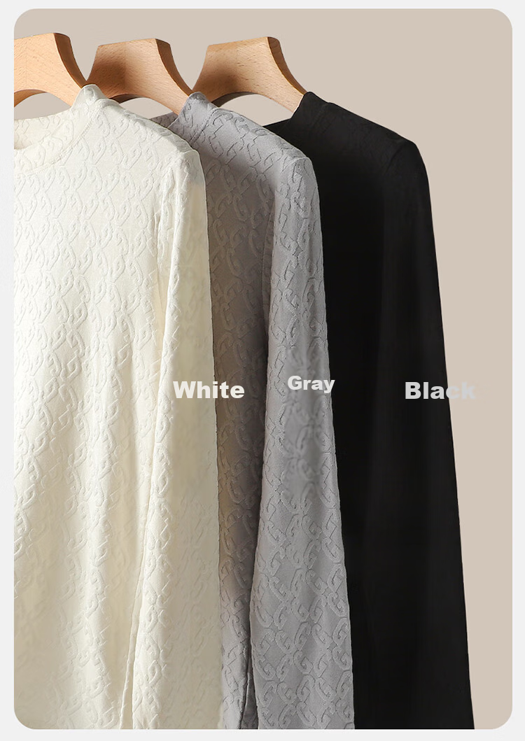 LangSha Base Layer, Spring And Summer Thin Style, Slim-Fit Waist-Cinching T-Shirt for Women, Warm Black And White Color, Slimming Round Neck Inner Wear, Long-Sleeve Top 6