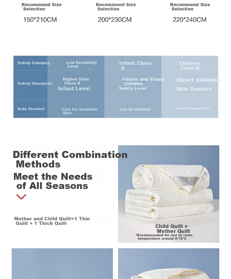 MERCURY Kids Silk Comforter, 100% Mulberry Silk, Two-In Quilt for All Seasons, Class A, Maternal And Infant Use, Approximately 10.2 Jin, 200*230cm 3