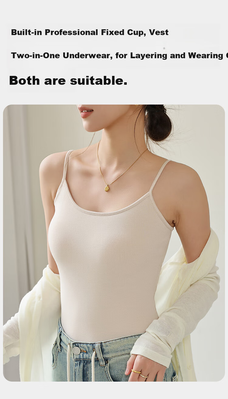 MiiOW Women's Camisole Bra with Built-In Pads, Beautiful Back Inner Wear Undershirt T-Shirt Spring/Summer 2026 White L 3