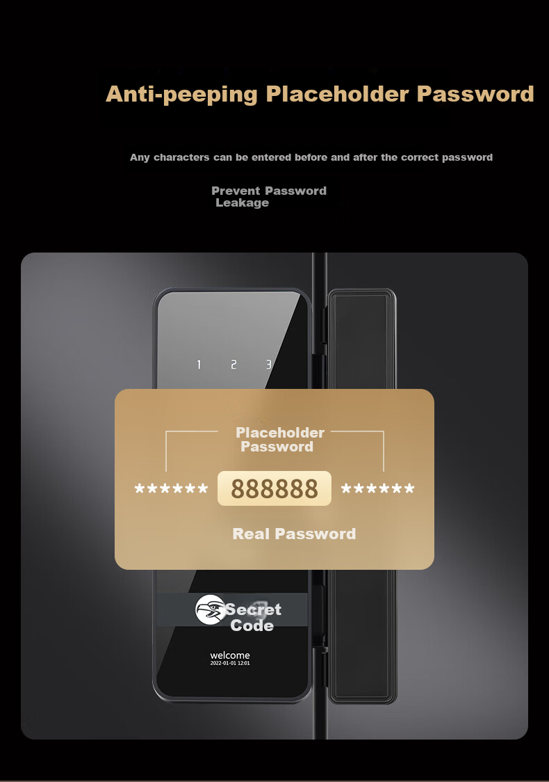 Kemi (Comet) Glass Door Fingerprint Lock, Access Control Smart Electronic Password Lock, Office Glass Door Lock without Drilling Or Wiring, Bluetooth Mini Program Attendance COM-K19A 12