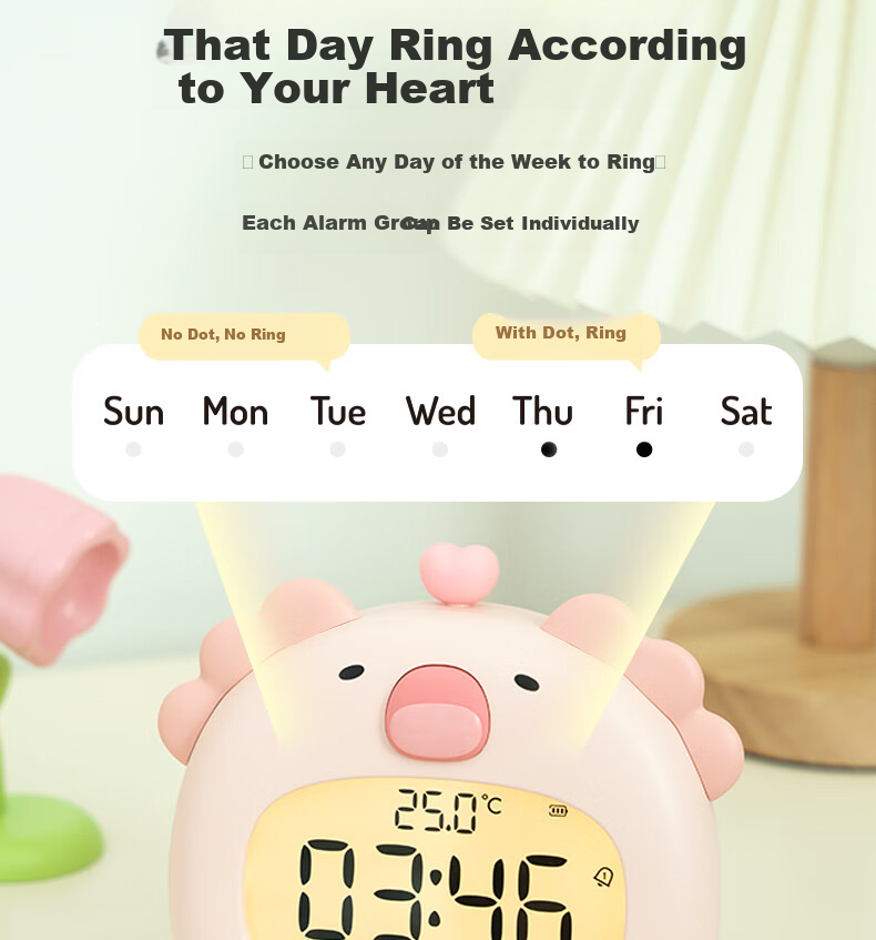 BANDIAN ORIGINALLITY Cute Smart Alarm Clock for Students' Wake-Up, Cartoon Desktop Electronic Timer for Boys And Girls, Back-To Season Gift 11