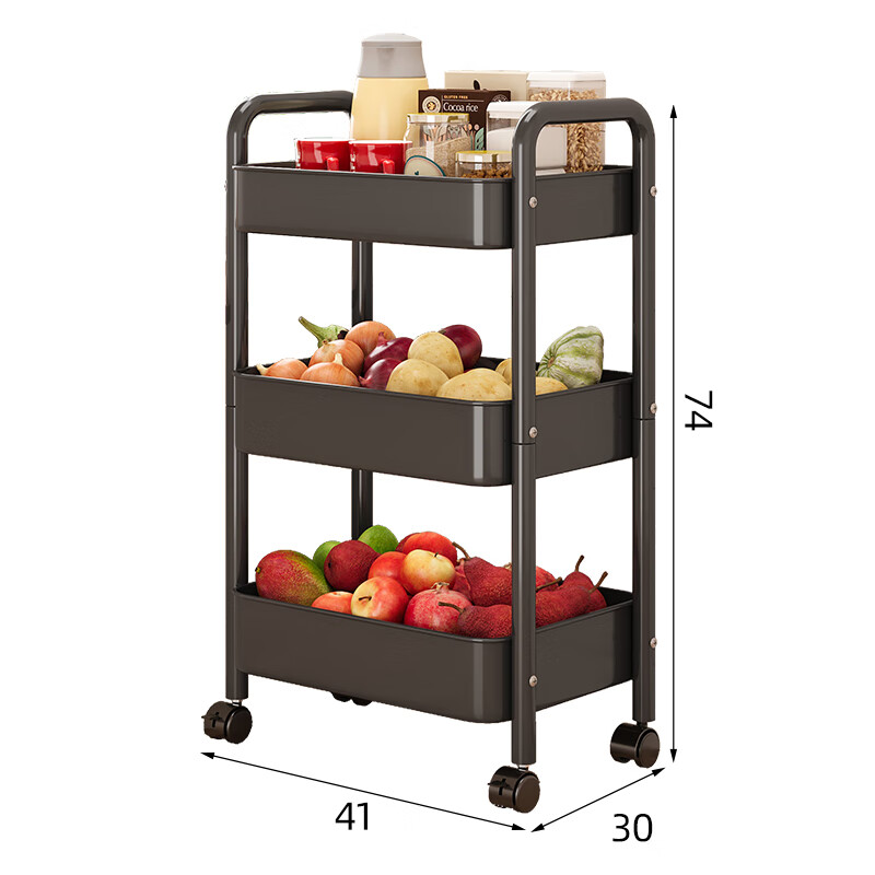 Shanshanmuyi Kitchen Storage Rack, Floor-Standing Small Cart, Movable Storage Shelf, Multi-Layer Wheeled Snack Rack, Household Vegetable Basket