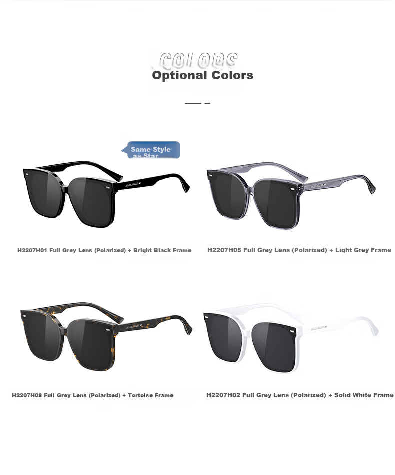HELEN KELLER Polarized Sunglasses, Fashionable Square Frame Sunglasses for Men And Women, Driving Sun Protection Glasses H2207H08 7