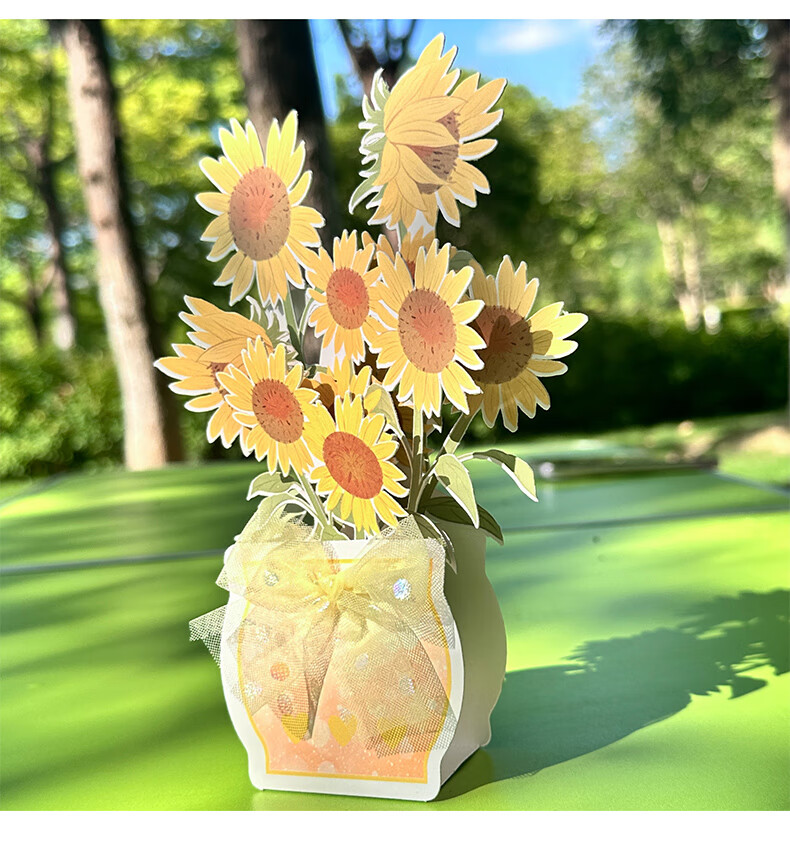 DiLe Birthday Gift for Teacher DIY Handmade Blooming Bouquet Kindergarten Primary School Creative 3D Pop-up Mom Greeting Card Postcard Single MJ-A665 Blue 8