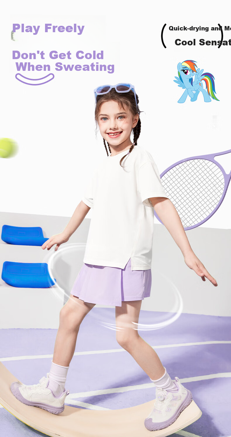 MY LITTLE PONY Girls' Summer Quick-Dry Short Sleeve Sportswear Set 2025 New Children's Two-Piece Outfit Pink+Black Size 130 5