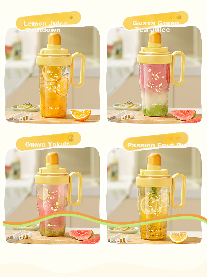 Bear Shaker Cup Handcrafted Lemon Tea Home Cocktail Mixer Set Multifunctional Plastic Milk Tea Cup Ice Tumbler 700ml 11